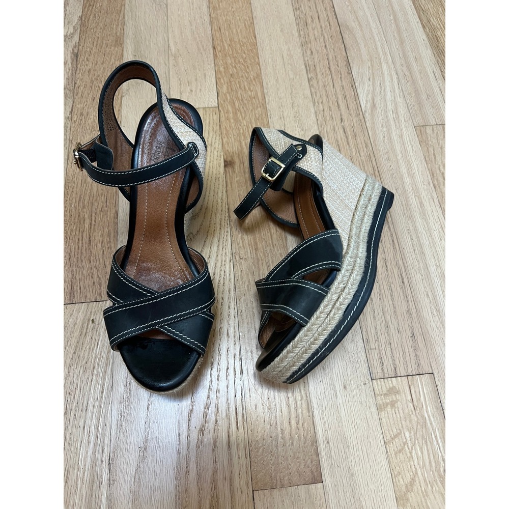 Clarks Espadrille Wedge Sandals Women 8M Black